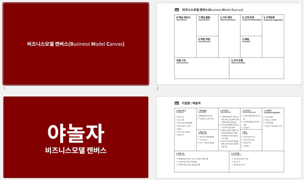 야놀자-비즈니스모델-캔버스-ppt-사례-예시-다운로드-전체