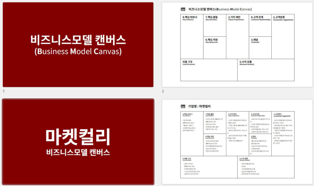 마켓컬리-비즈니스모델-캔버스-PPT-예시-사례-다운로드-전체